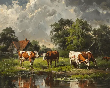 Vintage Cattle 8"x10" Art Print