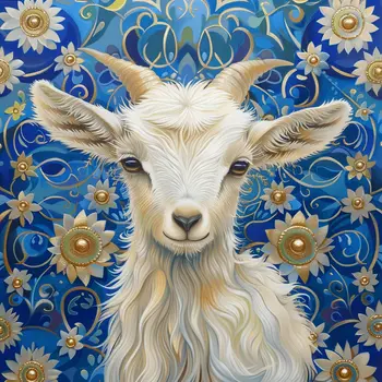 Farmcore Blue Baby Goat 8"x8" Art Print