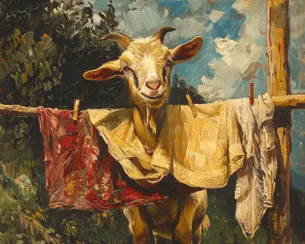 The Goat and the Clothesline 8"x10" Art Print