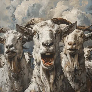 Three Crazy Old Goats 8"x8" Art Print
