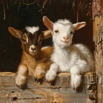A Couple of Kids Goat 8"x8" Art Print