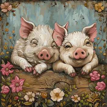Pair 'O Piglets 8"x8" Art Print