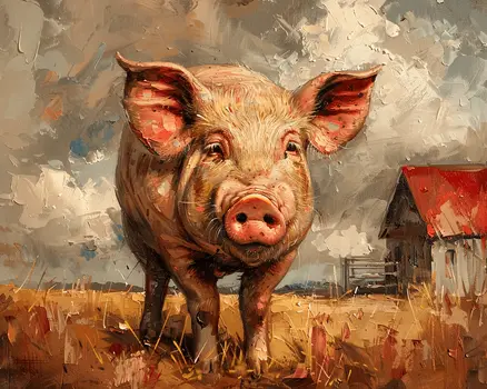 Pig on a Stormy Day 8"x10" Art Print