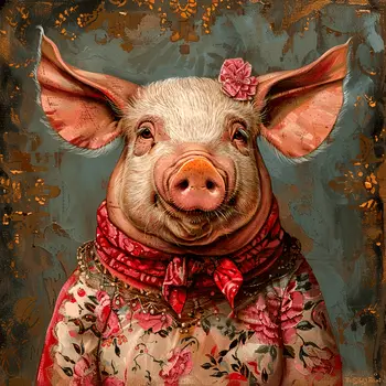 Ms. Pig 8"x8" Art Print