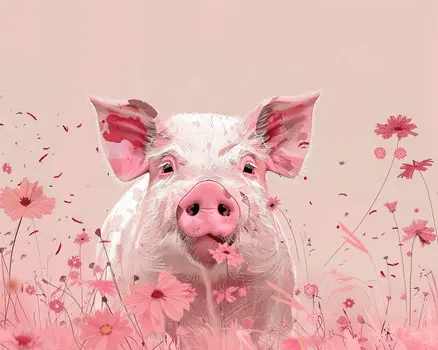 Minimalist Pink Pig 8"x10" Art Print