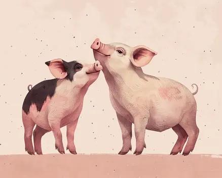 Pig Friends 8"x10" Art Print