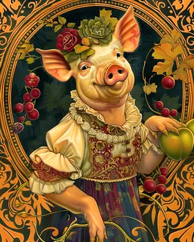 Nouveau Pig Dame 8"x10" Art Print