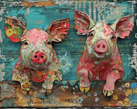 Boho Pigs 8"x10" Art Print