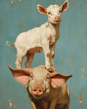 Goat atop a Pig 8"x10" Art Print