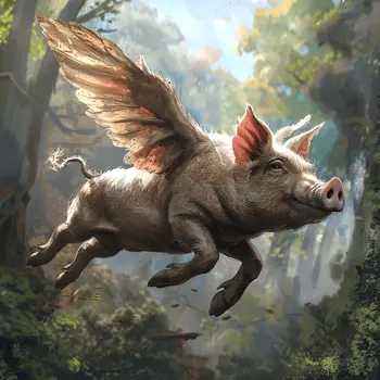 Flying Pig 8"x8" Art Print