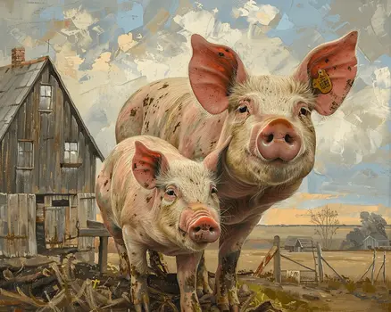 Pigs in the Barnyard 8"x10" Art Print