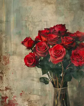 European Roses in Vase 8"x10" Art Print