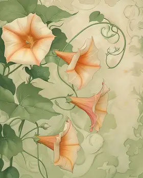 Peach Morning Glories 8"x10" Art Print