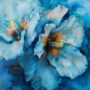 Aqua Marine Floral 8"x8" Art Print