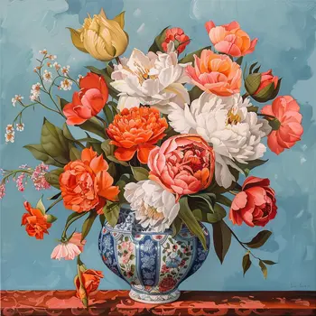 Carnations in Vase 8"x8" Art Print