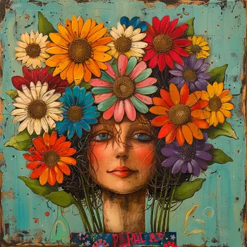 Daisy Flower Head 8"x8" Art Print