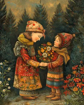 Mama's Sunshine - Folk Art Style - Wild Flowers for You, Mama 8"x10" Art Print