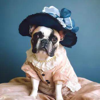 Vintage French Bulldog Lady 8”x8” Art Print