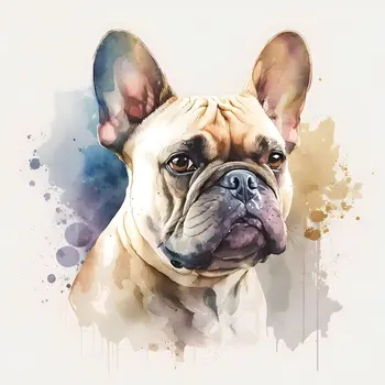 Watercolor French Bulldog 8”x8” Art Print