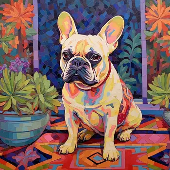 Impressionist French Bulldog 8”x8” Art Print