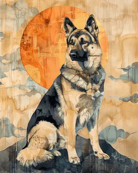 German Shepherd Zen 8”x10” Art Print