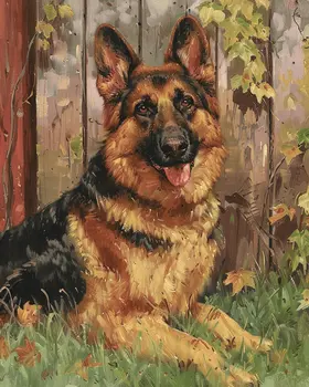 German Shepherd in the Backyard 8”x10” Art Print