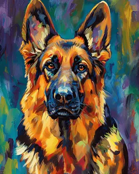 German Shepherd Portrait 8”x10” Art Print