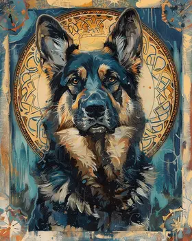 Dark Nouveau German Shepherd 8”x10” Art Print