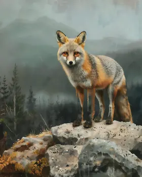 Gray Fox - Mowbi's Wildlife  8"x10" Art Print Collection