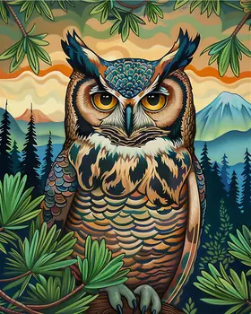 Great Horned Owl - Mowbi's Wildlife  8"x10" Art Print Collection