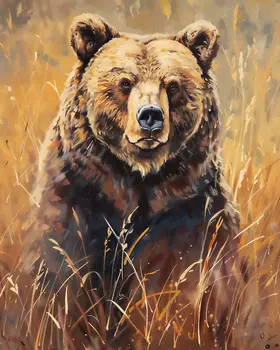 Grizzly Bear in a Field - Mowbi's Wildlife 8"x10" Art Print Collection