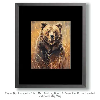 Grizzly Bear in a Field - Mowbi's Wildlife 8"x10" Art Print Collection