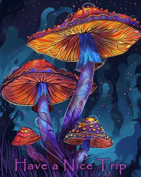 Mushrooms - Have a Nice Trip 8"x10" Art Print - Mowbi Fantasy Mushrooms Wall Art Collection