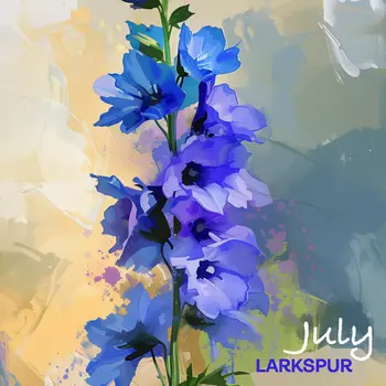 July Larkspur Birth Flower 8"x8" Art Print