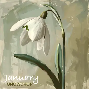 January Snowdrop Birth Flower 8"x8" Art Print