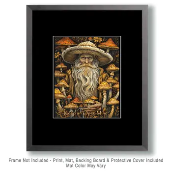 Wizard - Keep an Open Mind 8"x10" Art Print - Mowbi Fantasy Mushrooms Wall Art Collection
