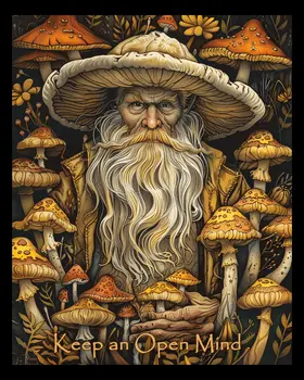 Wizard - Keep an Open Mind 8"x10" Art Print - Mowbi Fantasy Mushrooms Wall Art Collection