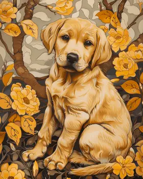 Nouveau Labrador Retriever Puppy 8”x10” Art Print