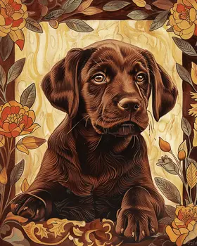 Nouveau Chocolate Labrador Retriever Puppy 8”x10” Art Print