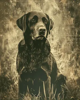 Grunge Black Labrador Retriever 8”x10” Art Print