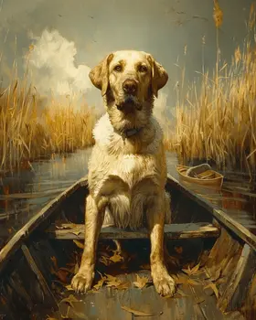 In the Boat Labrador Retriever 8”x10” Art Print