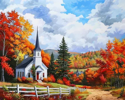 Captivating Church Lighthouse Landscape 8"x10" Art Print
