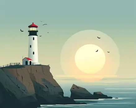 Minimalist Lighthouse Landscape 8"x10" Art Print