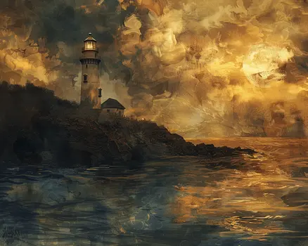 Dramatic Lighthouse Landscape 8"x10" Art Print