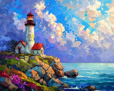 Coastal Lighthouse Landscape 8"x10" Art Print