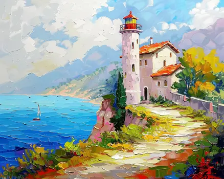 Captivating Coastal Lighthouse Landscape 8"x10" Art Print