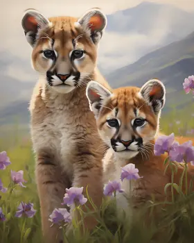 Mountain Lion Kits - Mowbi's Wildlife  8"x10" Art Print Collection
