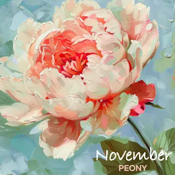 Naturalist November Peony Birth Flower 8"x8" Art Print