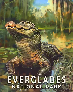 Alligator - Everglades Souvenir Home Decor Wall Art Prints – 8″x10″ Artwork – 11″x14″ Matte