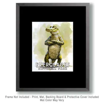 Comic Alligator - Everglades Souvenir Home Decor Wall Art Prints – 8″x10″ Artwork – 11″x14″ Matte